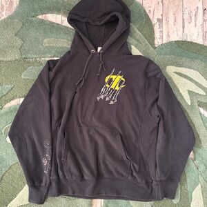 Champion Black Hoodie with Neon Yellow Design